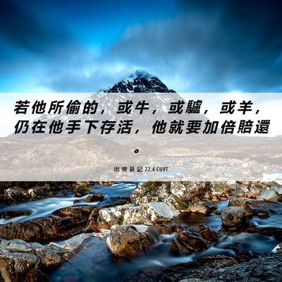 Picture 06 - 出 埃 及 記 22:4 CUVT - 若 他 所 偷 的 ， 或 牛 ， 或 驢 ， - Bible Verse Picture