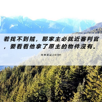 Picture 06 - 出 埃 及 記 22:8 CUVT - 若 找 不 到 賊 ， 那 家 主 必 就 近 - Bible Verse Picture