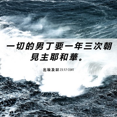 Picture 06 - 出 埃 及 記 23:17 CUVT - 一 切 的 男 丁 要 一 年 三 次 朝 見 - Bible Verse Picture