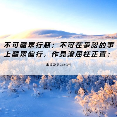 Picture 06 - 出 埃 及 記 23:2 CUVT - 不 可 隨 眾 行 惡 ； 不 可 在 爭 訟 - Bible Verse Picture