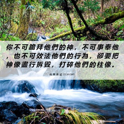 Picture 06 - 出 埃 及 記 23:24 CUVT - 你 不 可 跪 拜 他 們 的 神 ， 不 可 - Bible Verse Picture