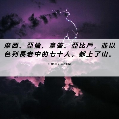 Picture 06 - 出 埃 及 記 24:9 CUVT - 摩 西 、 亞 倫 、 拿 答 、 亞 比 戶 - Bible Verse Picture
