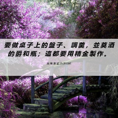 Picture 06 - 出 埃 及 記 25:29 CUVT - 要 做 桌 子 上 的 盤 子 、 調 羹 ， - Bible Verse Picture