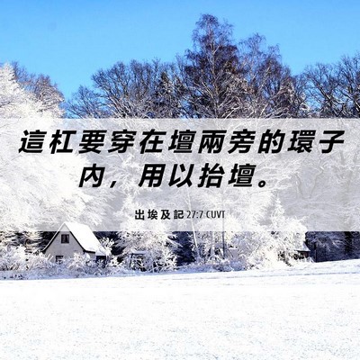 Picture 06 - 出 埃 及 記 27:7 CUVT - 這 杠 要 穿 在 壇 兩 旁 的 環 子 內 - Bible Verse Picture