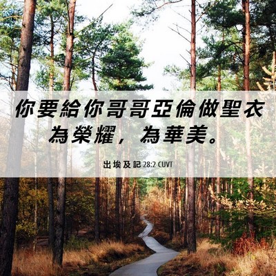 Picture 06 - 出 埃 及 記 28:2 CUVT - 你 要 給 你 哥 哥 亞 倫 做 聖 衣 為 - Bible Verse Picture