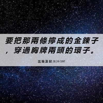 Picture 06 - 出 埃 及 記 28:24 CUVT - 要 把 那 兩 條 擰 成 的 金 鍊 子 ， - Bible Verse Picture