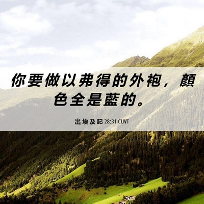 Picture 06 - 出 埃 及 記 28:31 CUVT - 你 要 做 以 弗 得 的 外 袍 ， 顏 色 - Bible Verse Picture