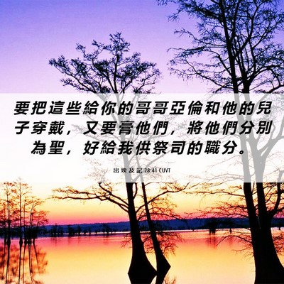 Picture 06 - 出 埃 及 記 28:41 CUVT - 要 把 這 些 給 你 的 哥 哥 亞 倫 和 - Bible Verse Picture