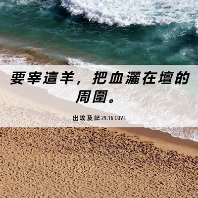 Picture 06 - 出 埃 及 記 29:16 CUVT - 要 宰 這 羊 ， 把 血 灑 在 壇 的 周 - Bible Verse Picture