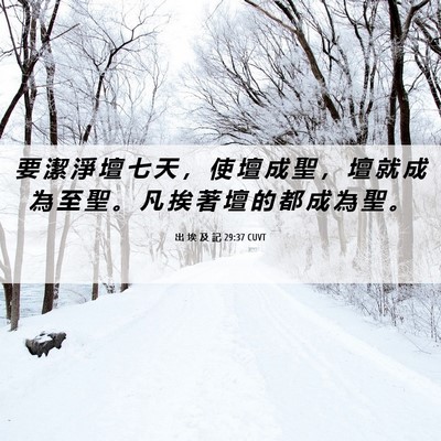 Picture 06 - 出 埃 及 記 29:37 CUVT - 要 潔 淨 壇 七 天 ， 使 壇 成 聖 ， - Bible Verse Picture