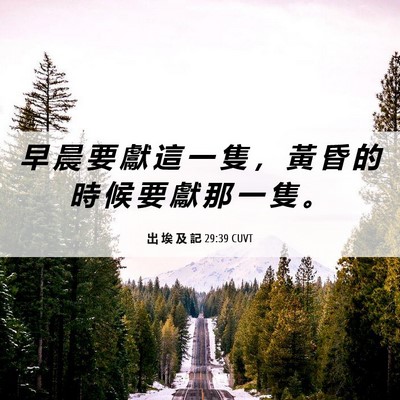 Picture 06 - 出 埃 及 記 29:39 CUVT - 早 晨 要 獻 這 一 隻 ， 黃 昏 的 時 - Bible Verse Picture