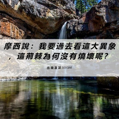 Picture 06 - 出 埃 及 記 3:3 CUVT - 摩 西 說 ： 我 要 過 去 看 這 大 異 - Bible Verse Picture