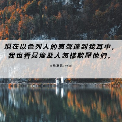 Picture 06 - 出 埃 及 記 3:9 CUVT - 現 在 以 色 列 人 的 哀 聲 達 到 我 - Bible Verse Picture