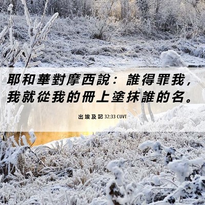 Picture 06 - 出 埃 及 記 32:33 CUVT - 耶 和 華 對 摩 西 說 ： 誰 得 罪 我 - Bible Verse Picture