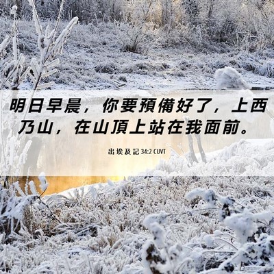 Picture 06 - 出 埃 及 記 34:2 CUVT - 明 日 早 晨 ， 你 要 預 備 好 了 ， - Bible Verse Picture