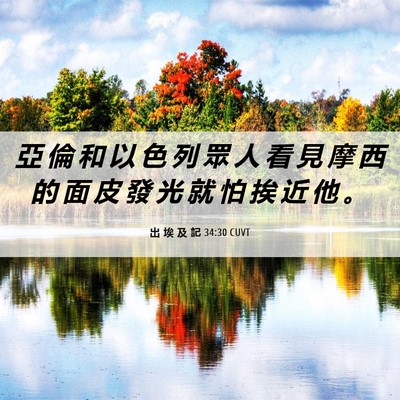 Picture 06 - 出 埃 及 記 34:30 CUVT - 亞 倫 和 以 色 列 眾 人 看 見 摩 西 - Bible Verse Picture