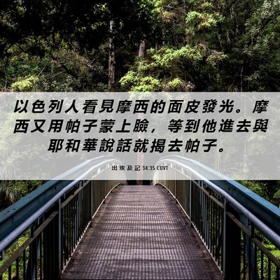 Picture 06 - 出 埃 及 記 34:35 CUVT - 以 色 列 人 看 見 摩 西 的 面 皮 發 - Bible Verse Picture