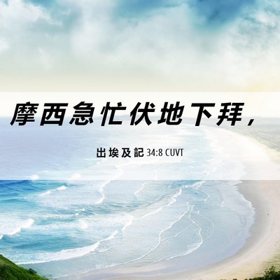 Picture 06 - 出 埃 及 記 34:8 CUVT - 摩 西 急 忙 伏 地 下 拜 - Bible Verse Picture
