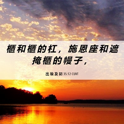 Picture 06 - 出 埃 及 記 35:12 CUVT - 櫃 和 櫃 的 杠 ， 施 恩 座 和 遮 掩 - Bible Verse Picture