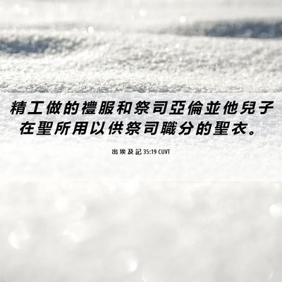 Picture 06 - 出 埃 及 記 35:19 CUVT - 精 工 做 的 禮 服 和 祭 司 亞 倫 並 - Bible Verse Picture