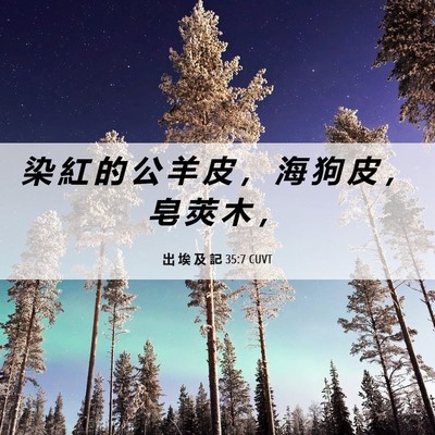 Picture 06 - 出 埃 及 記 35:7 CUVT - 染 紅 的 公 羊 皮 ， 海 狗 皮 ， 皂 - Bible Verse Picture