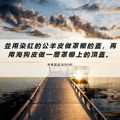 Picture 06 - 出 埃 及 記 36:19 CUVT - 並 用 染 紅 的 公 羊 皮 做 罩 棚 的 - Bible Verse Picture