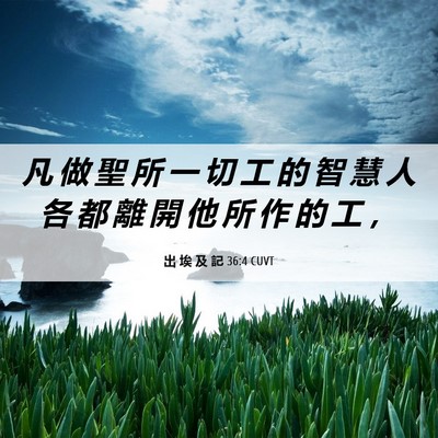 Picture 06 - 出 埃 及 記 36:4 CUVT - 凡 做 聖 所 一 切 工 的 智 慧 人 各 - Bible Verse Picture