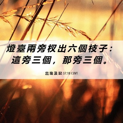 Picture 06 - 出 埃 及 記 37:18 CUVT - 燈 臺 兩 旁 杈 出 六 個 枝 子 ： 這 - Bible Verse Picture