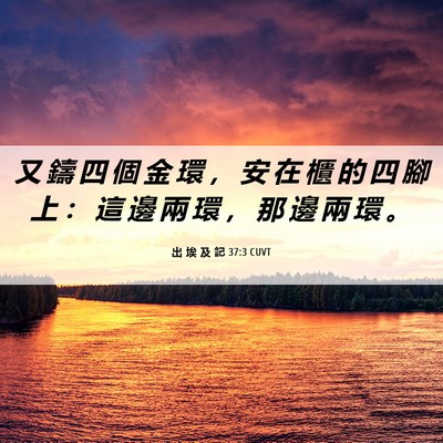 Picture 06 - 出 埃 及 記 37:3 CUVT - 又 鑄 四 個 金 環 ， 安 在 櫃 的 四 - Bible Verse Picture
