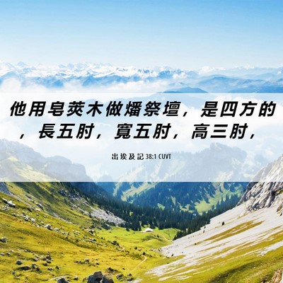 Picture 06 - 出 埃 及 記 38:1 CUVT - 他 用 皂 莢 木 做 燔 祭 壇 ， 是 四 - Bible Verse Picture