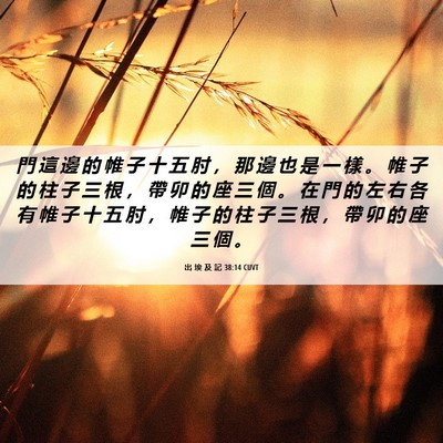 Picture 06 - 出 埃 及 記 38:14 CUVT - 門 這 邊 的 帷 子 十 五 肘 ， 那 邊 - Bible Verse Picture