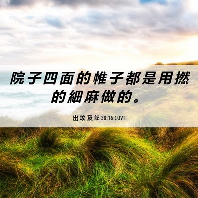 Picture 06 - 出 埃 及 記 38:16 CUVT - 院 子 四 面 的 帷 子 都 是 用 撚 的 - Bible Verse Picture