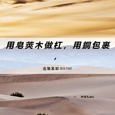Picture 06 - 出 埃 及 記 38:6 CUVT - 用 皂 莢 木 做 杠 ， 用 銅 包 裹 - Bible Verse Picture