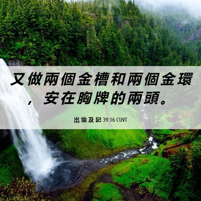 Picture 06 - 出 埃 及 記 39:16 CUVT - 又 做 兩 個 金 槽 和 兩 個 金 環 ， - Bible Verse Picture