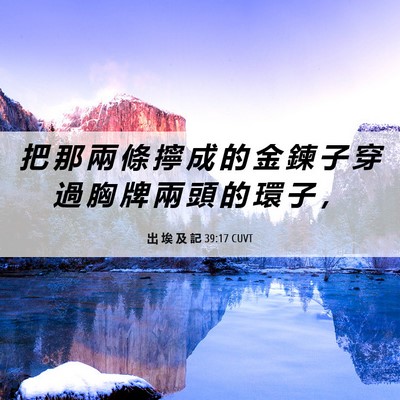 Picture 06 - 出 埃 及 記 39:17 CUVT - 把 那 兩 條 擰 成 的 金 鍊 子 穿 過 - Bible Verse Picture
