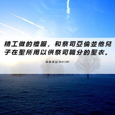 Picture 06 - 出 埃 及 記 39:41 CUVT - 精 工 做 的 禮 服 ， 和 祭 司 亞 倫 - Bible Verse Picture
