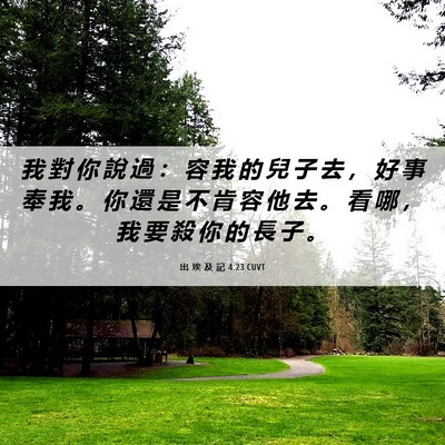 Picture 06 - 出 埃 及 記 4:23 CUVT - 我 對 你 說 過 ： 容 我 的 兒 子 去 - Bible Verse Picture