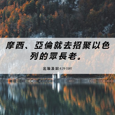 Picture 06 - 出 埃 及 記 4:29 CUVT - 摩 西 、 亞 倫 就 去 招 聚 以 色 列 - Bible Verse Picture