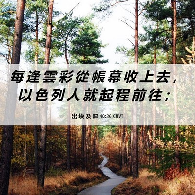 Picture 06 - 出 埃 及 記 40:36 CUVT - 每 逢 雲 彩 從 帳 幕 收 上 去 ， 以 - Bible Verse Picture