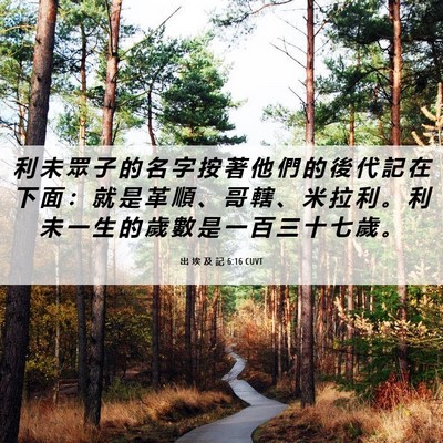 Picture 06 - 出 埃 及 記 6:16 CUVT - 利 未 眾 子 的 名 字 按 著 他 們 的 - Bible Verse Picture