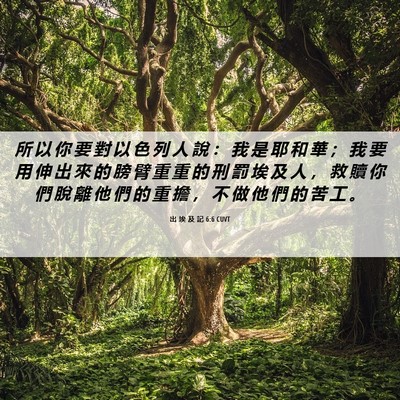 Picture 06 - 出 埃 及 記 6:6 CUVT - 所 以 你 要 對 以 色 列 人 說 ： 我 - Bible Verse Picture