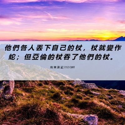 Picture 06 - 出 埃 及 記 7:12 CUVT - 他 們 各 人 丟 下 自 己 的 杖 ， 杖 - Bible Verse Picture