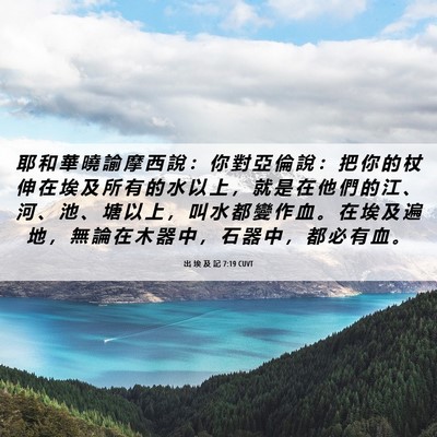 Picture 06 - 出 埃 及 記 7:19 CUVT - 耶 和 華 曉 諭 摩 西 說 ： 你 對 亞 - Bible Verse Picture