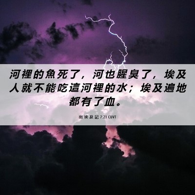 Picture 06 - 出 埃 及 記 7:21 CUVT - 河 裡 的 魚 死 了 ， 河 也 腥 臭 了 - Bible Verse Picture
