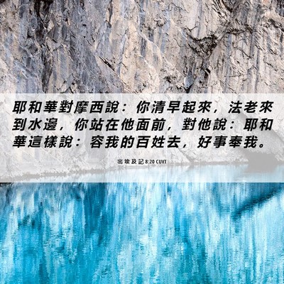 Picture 06 - 出 埃 及 記 8:20 CUVT - 耶 和 華 對 摩 西 說 ： 你 清 早 起 - Bible Verse Picture