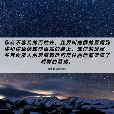 Picture 06 - 出 埃 及 記 8:21 CUVT - 你 若 不 容 我 的 百 姓 去 ， 我 要 - Bible Verse Picture