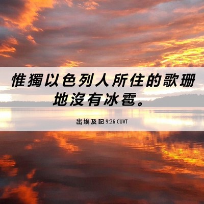 Picture 06 - 出 埃 及 記 9:26 CUVT - 惟 獨 以 色 列 人 所 住 的 歌 珊 地 - Bible Verse Picture