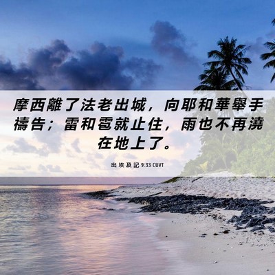 Picture 06 - 出 埃 及 記 9:33 CUVT - 摩 西 離 了 法 老 出 城 ， 向 耶 和 - Bible Verse Picture