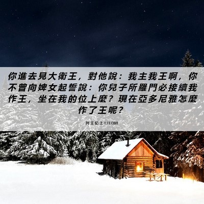 Picture 06 - 列 王 紀 上 1:13 CUVT - 你 進 去 見 大 衛 王 ， 對 他 說 ： - Bible Verse Picture