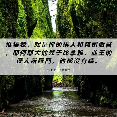 Picture 06 - 列 王 紀 上 1:26 CUVT - 惟 獨 我 ， 就 是 你 的 僕 人 和 祭 - Bible Verse Picture